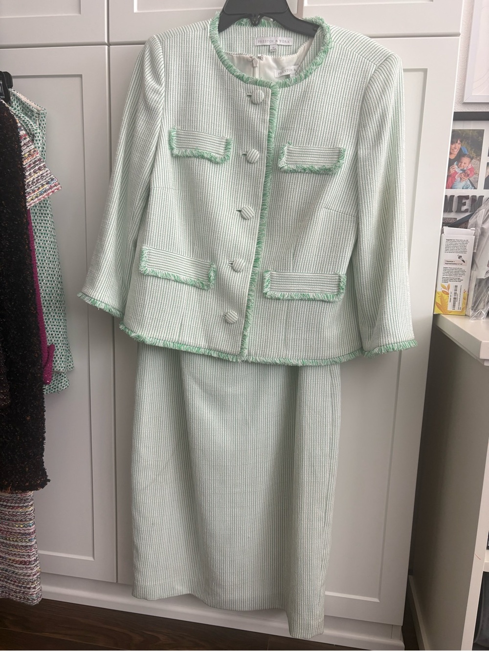 Preston & York Mint Green Tweed Skirt Set
